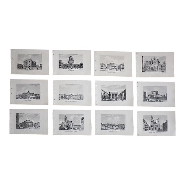 Authentic 19th Century Diminutive Antique Paris Landmark.Engravings - Set of 12 For Sale