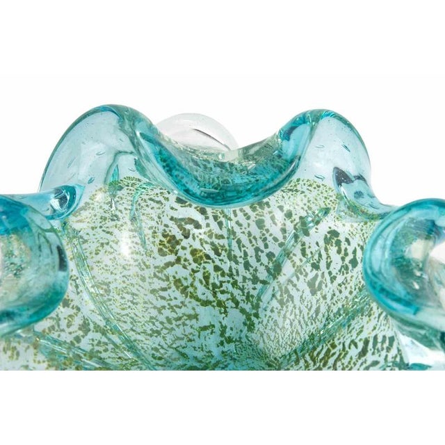 Vintage Turquoise Glass Bowl attributed to Barovier and Toso, 1950s For Sale - Image 3 of 6