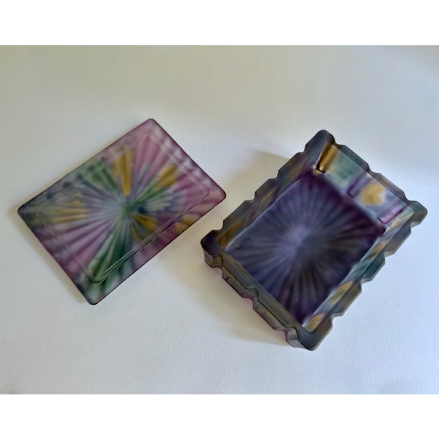 Iridescent Rainbow Glass Lidded Box, 1970's For Sale - Image 9 of 14