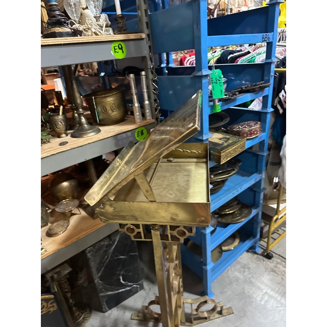 1970s Heavy Art Deco Solid Brass Podium Stand With Storage and Book Rest For Sale - Image 11 of 11