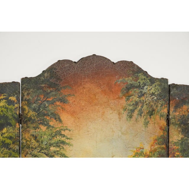 Early 20th Century Three Panel Screen Room Divider Antique Hand Painted English Country Horse Scene For Sale - Image 5 of 18
