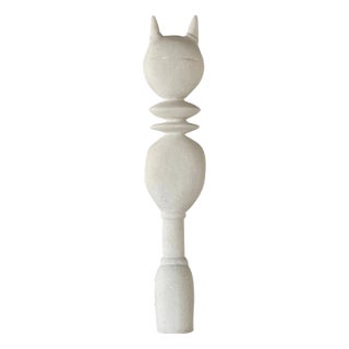 Cat King Marble Sculpture by Tom Von Kaenel For Sale