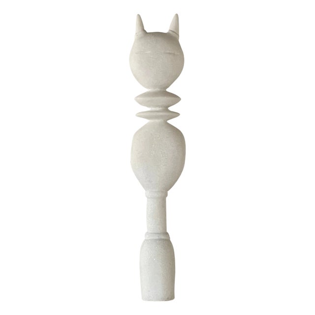Cat King Marble Sculpture by Tom Von Kaenel For Sale