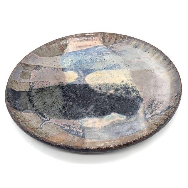 California Pottery Vintage Artist Signed Glazed Stoneware Decorative Platter For Sale - Image 4 of 12