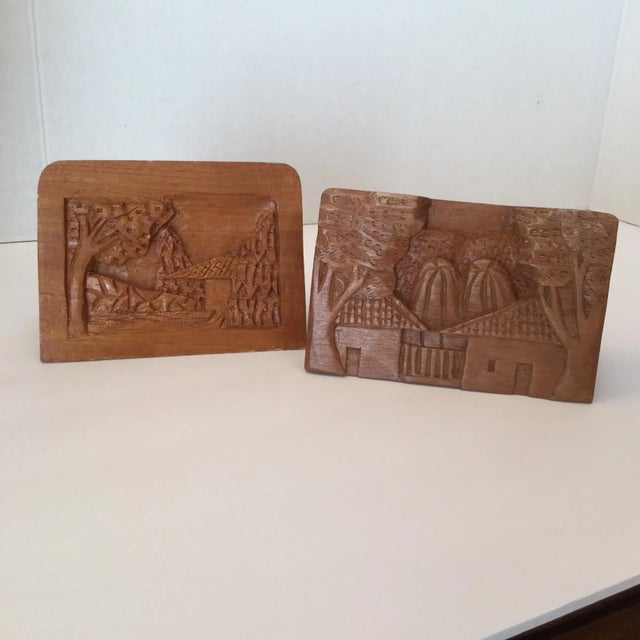 Rustic Hand Carved Wood Carvings - A Pair For Sale - Image 3 of 11