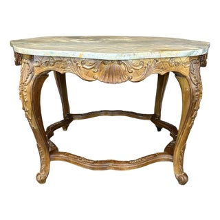 French Louis XV Marble Top Coffee Table With Exceptional Carving For Sale