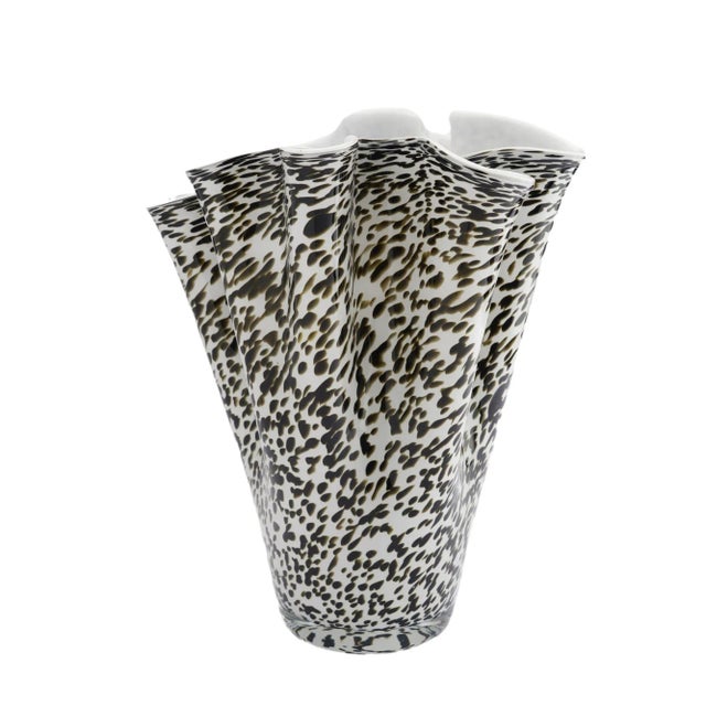 1950s Fazzoletto Handkerchief Vase in Dark Olive Mottled Glass, 1950's For Sale - Image 5 of 9