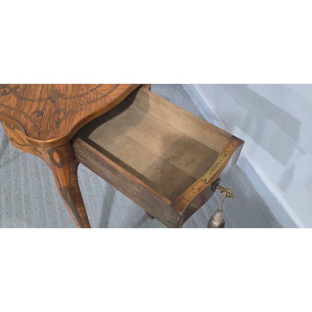 Brown Small French Marquetry Writing Table, 1920 For Sale - Image 8 of 15