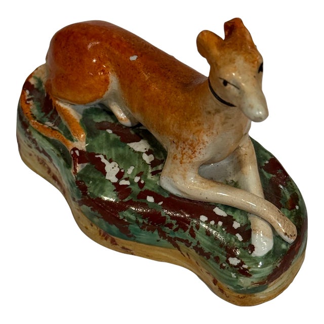19th Century Antique Victorian Staffordshire Greyhound Figurine For Sale