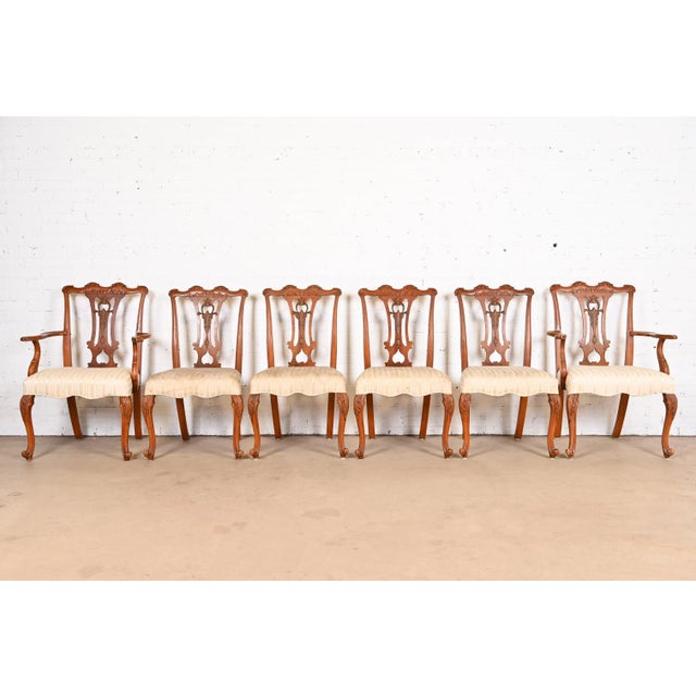 French Provincial Romweber French Provincial Louis XV Burl Wood Dining Chairs, Set of Six For Sale - Image 3 of 12