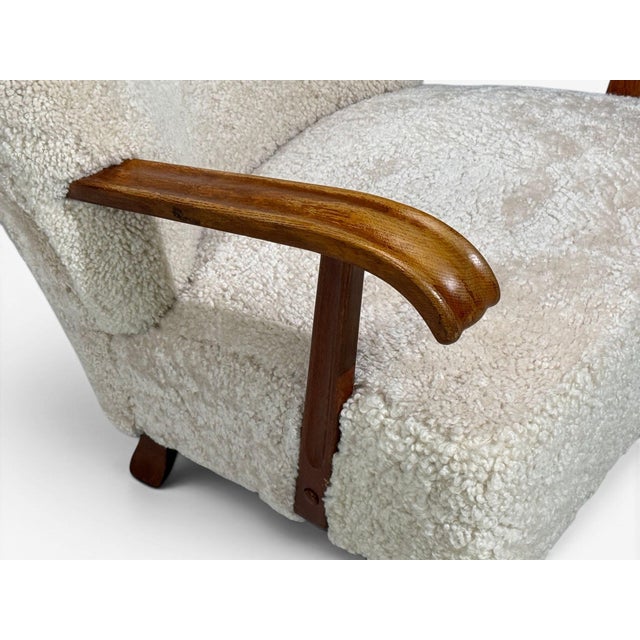 Wood Danish Cabinetmaker, Lounge Chairs, Shearling, Beech, 1940s For Sale - Image 7 of 12