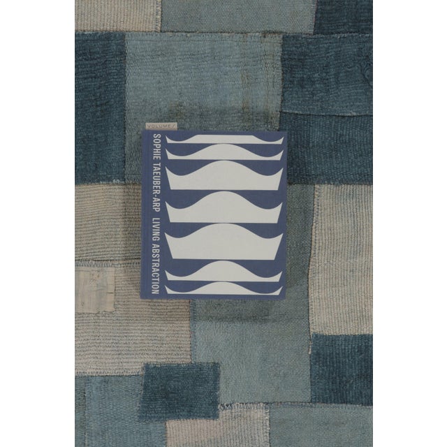Textile Vintage Turkish Patchwork Runner With Geometric Design in Blue Hues - Rug & Kilim For Sale - Image 7 of 9