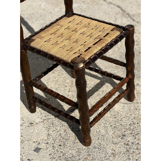 Brown Turned Wood Spool Chairs attributed to Charles Dudouyt, 1940s, Set of 4 For Sale - Image 8 of 11