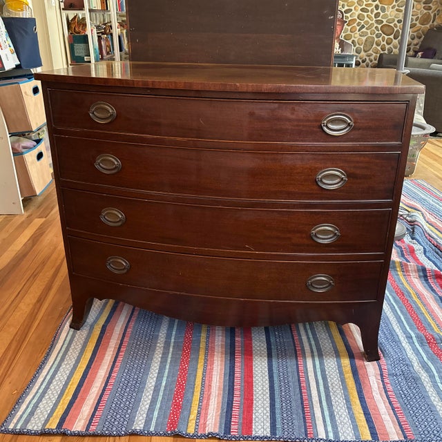 This beautiful Kittinger bowfront mahogany chest of four drawers has been in the family for three generations. Its...