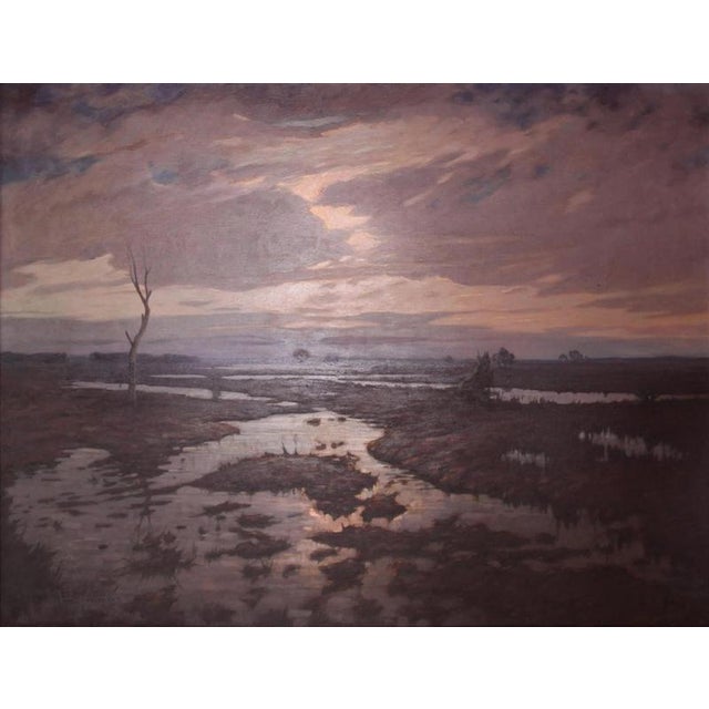 Black Jules Verstreken, Watercourse in the Moonlight, Oil on Canvas, Framed For Sale - Image 8 of 8