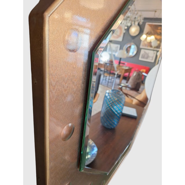 1970s Large Vintage Octagonal Mirror in Stained Glass and Brass, Italy, 1970s For Sale - Image 5 of 8