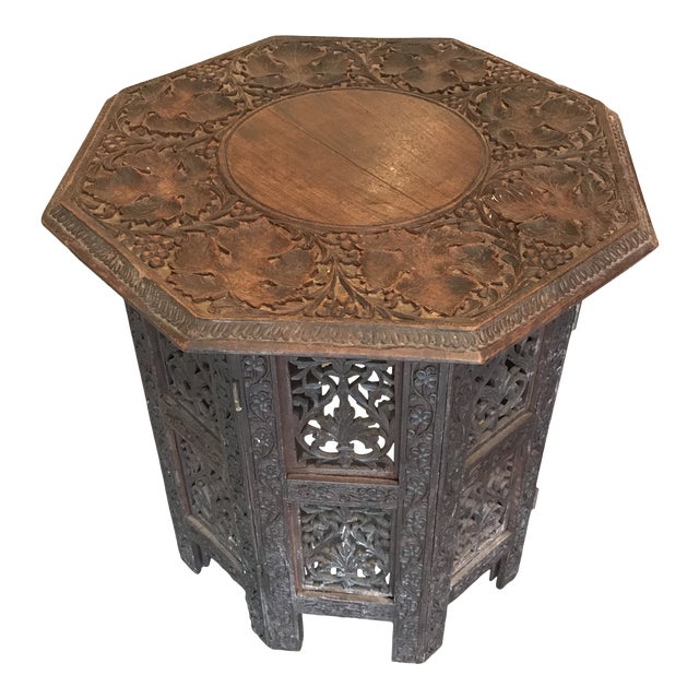 Vintage Hand Carved Wood Octagonal Side Table Chairish