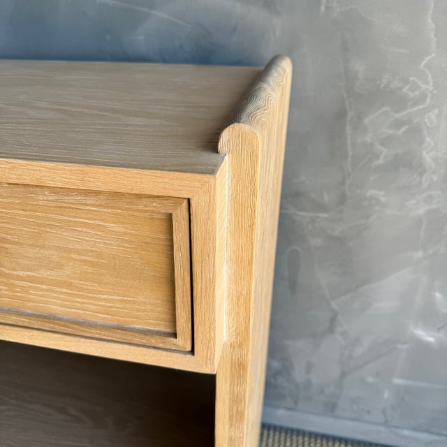 Ayer White Oak Console Table With Drawers and Brass Hardware For Sale - Image 9 of 12