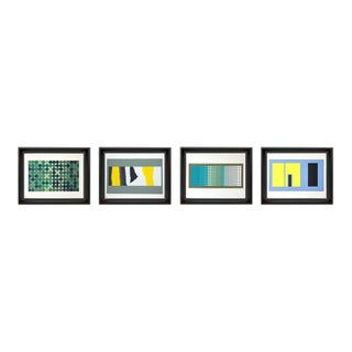 4 Josef Albers Original Silkscreen (4pc Set) Limited Ed. W/ Framing ~ 1963 For Sale