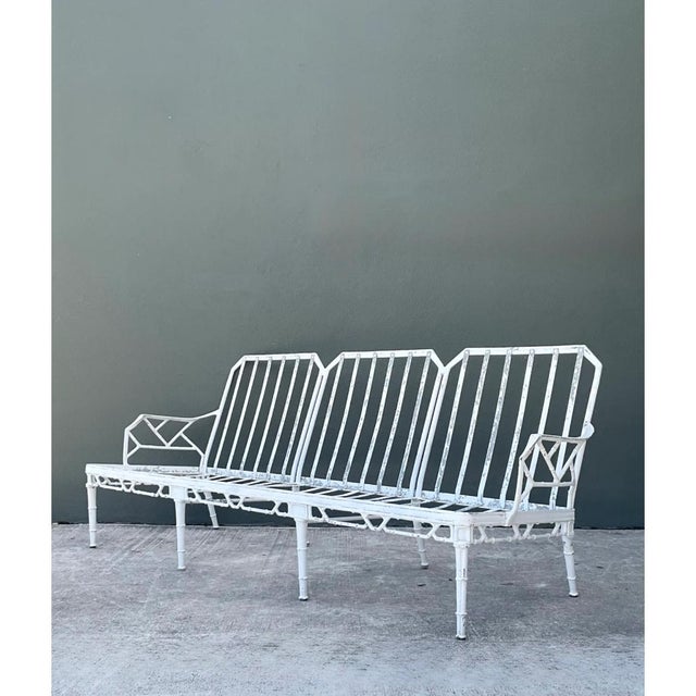 A quintessential masterpiece of 1960s resort design, this authentic "Calcutta" outdoor sofa by Brown Jordan showcases...