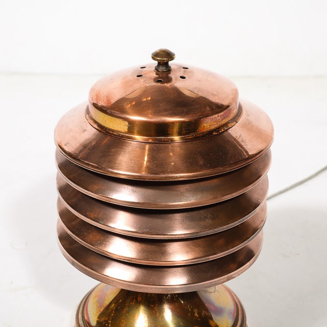 Art Deco Machine Age Polished Copper Table Lamp For Sale In New York - Image 6 of 11
