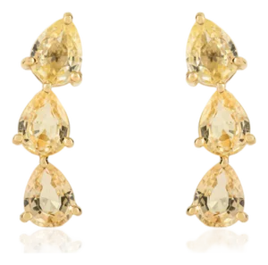 Handcrafted 1.16 Ct Pear-Cut Yellow Sapphire Drop Stud Earrings in 14k Yellow Gold- A Pair