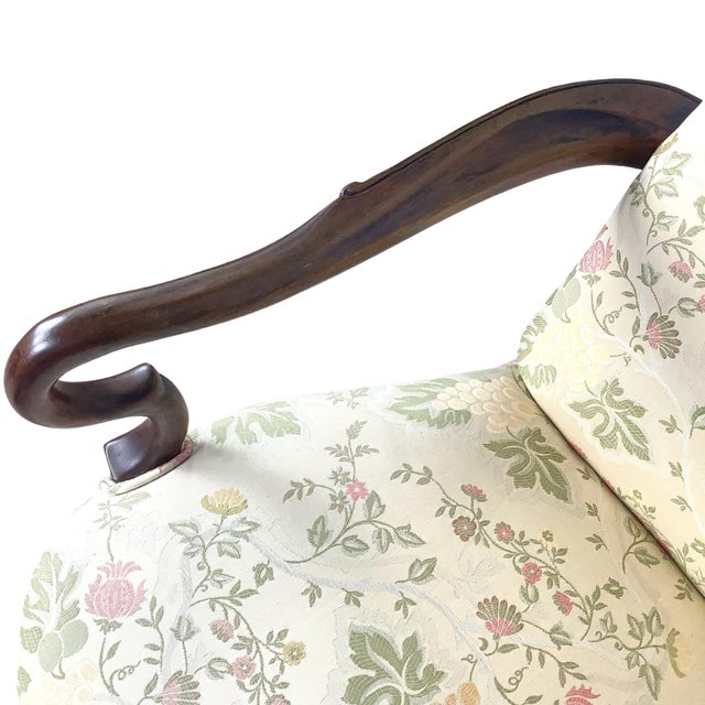 Pair of Georgian Revival Armchairs, Vintage Floral Upholstery For Sale - Image 9 of 18
