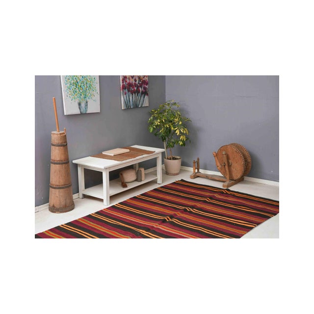 Striped Vintage Turkish Kilim Rug - 5`3" X 11`6" For Sale In Los Angeles - Image 6 of 6