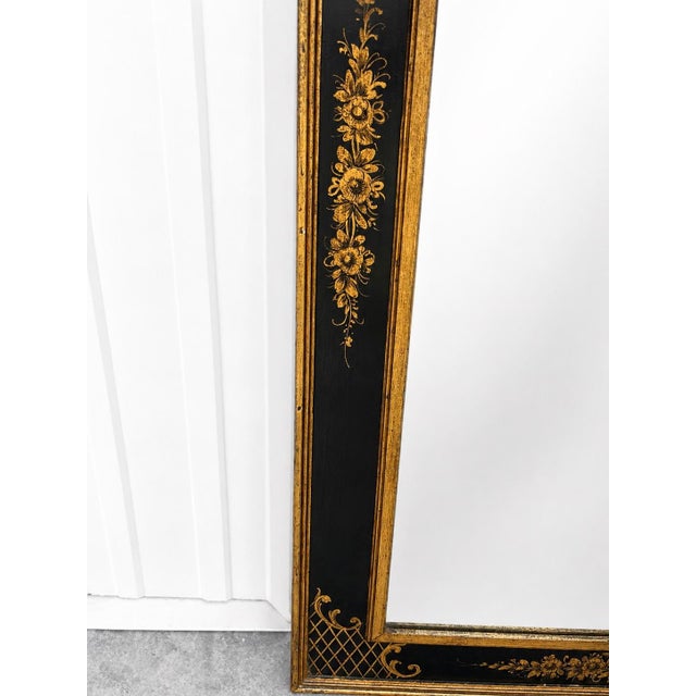 Vintage Italian Hollywood Regency Chinoiserie Black & Gilt Lacquer Wall Mirror For Sale In Louisville - Image 6 of 12