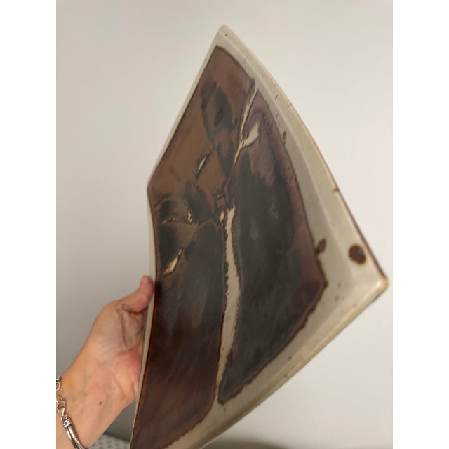 Mid Century Studio Art, Stoneware Pottery Rectangle XL Tray Signed by Eric Norstad (California) For Sale - Image 9 of 12