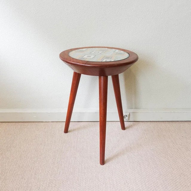 Vintage Portuguese Three Leg Side Table from Altamira, 1950s For Sale - Image 13 of 13