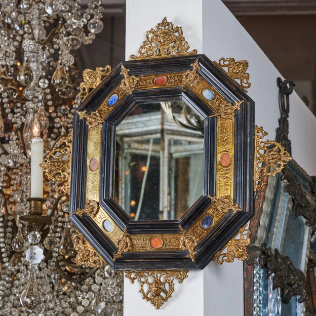 Metal Small Renaissance Style Mirrors - A Pair For Sale - Image 7 of 11