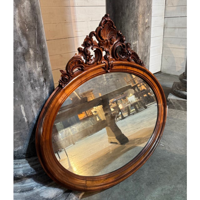 Brown Large Antique French Wall Mirror, 1880 For Sale - Image 8 of 10