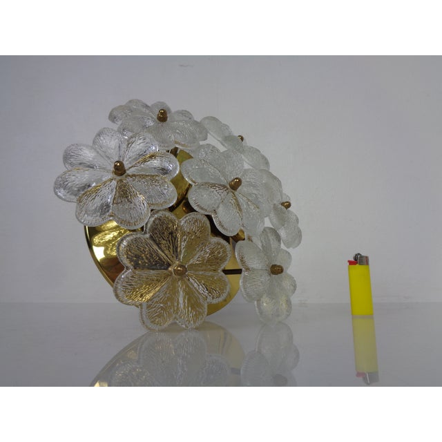 Brass and Crystal Glass Flower Sconces by Ernst Palme for Palwa, 1960s, Set of 2 For Sale - Image 11 of 18