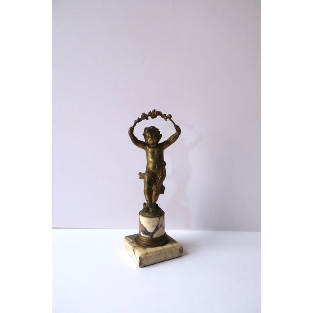 French Gold Gilt Bronze and Marble Male Sculpture, 19th C France For Sale In New York - Image 6 of 12