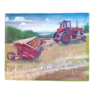 Harvesting the Hay in His Favorite Field Original Oil Painting