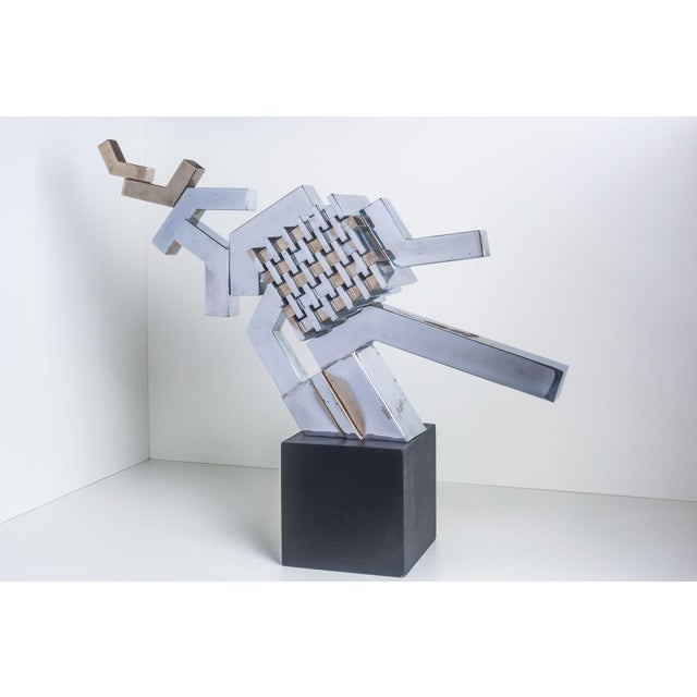1960s Cubist Sculpture in Mirror Polished Chrome For Sale In Chicago - Image 6 of 6
