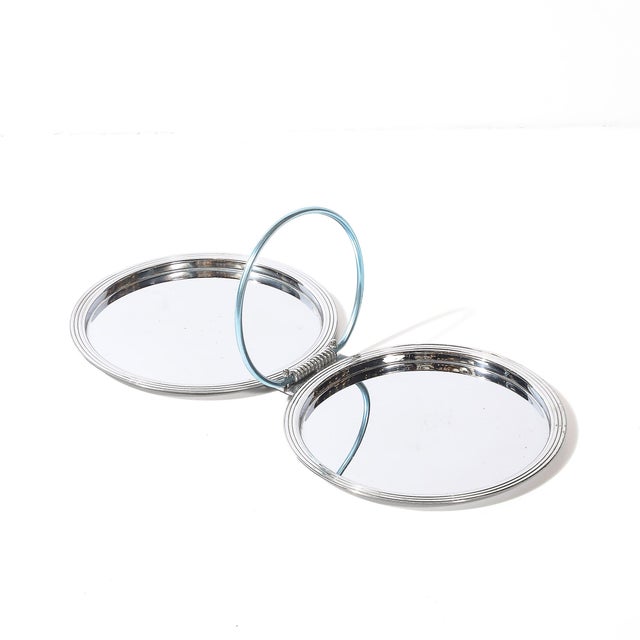 Art Deco Chrome Folding Tray With Loop Form Handle Signed Manning Bowman For Sale In New York - Image 6 of 9