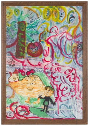 Hilda Arvey, Untitled Acrylic and Marker Outsider Art Surrealist Dreamscape, c.1960