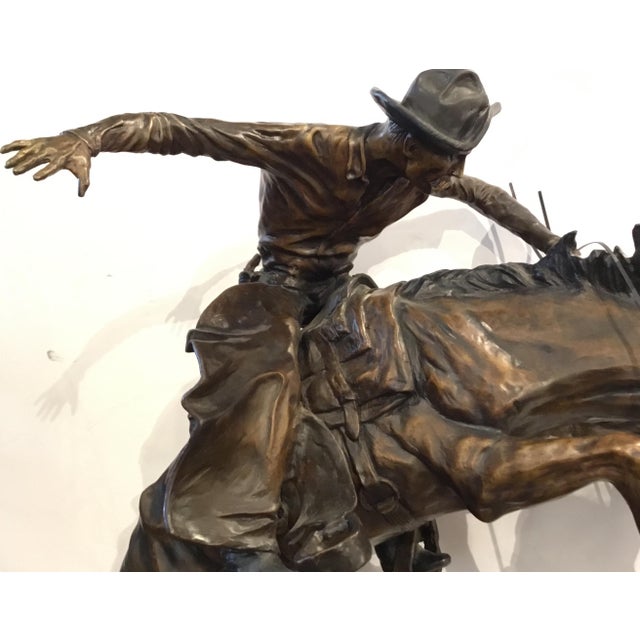 “Bronco Buster” Signed By Frederic Remington Bronze Horse and Rider