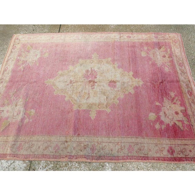 Galerie Shabab Collection Mid-20th Century Handmade Turkish Oushak Throw Rug For Sale In New York - Image 6 of 8