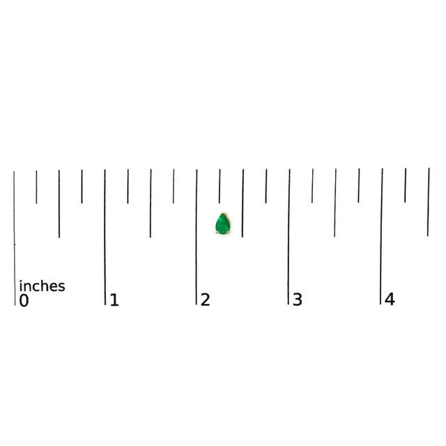 Early 21st Century 14K Yellow Gold 6x4MM Pear Shaped Green Emerald Solitaire Stud Earrings For Sale - Image 5 of 5