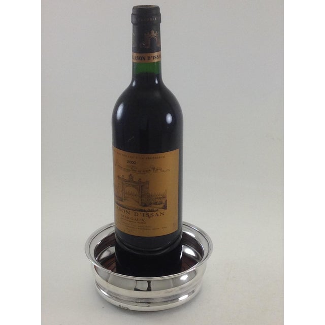 1988 Vintage Sterling Wine Coaster/Bottle Stand, Plain With Curved Sides For Sale - Image 9 of 11