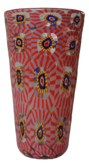 Murano Murrine Glass Vase in Coral, Pink & Cobalt