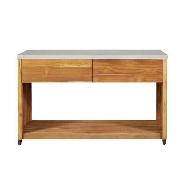 Modern Eclipse Outdoor Solid Teak Wood Kitchen Island For Sale - Image 3 of 10