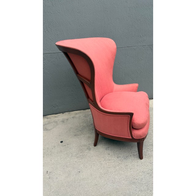 1940s John M. Smythe Attributed Deco Wingback Arm Chair For Sale - Image 9 of 12