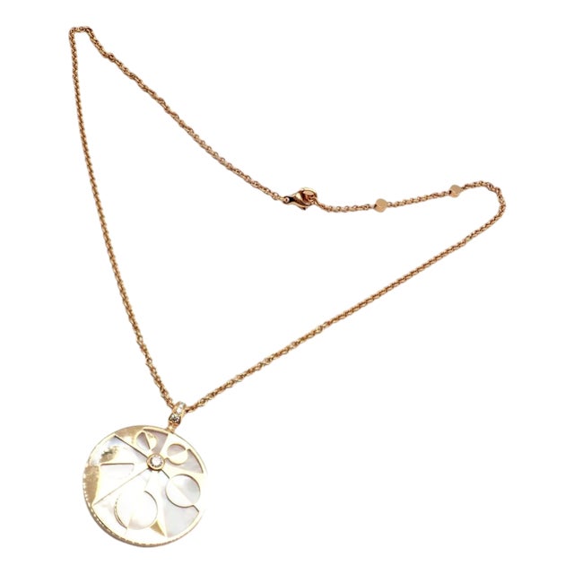 Bulgari Intarsio Diamond Mother of Pearl Rose Gold Pendant Necklace For Sale