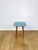 Wood Vintage Blue Turquoise Square Stool from PRL, 1970s For Sale - Image 7 of 7