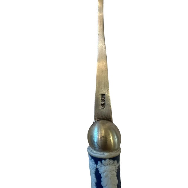 Wedgwood Late 19th Century Wedgwood Jasperware Cobalt Serving Set Salad Spoon and Fork- 2 Pieces For Sale - Image 4 of 6