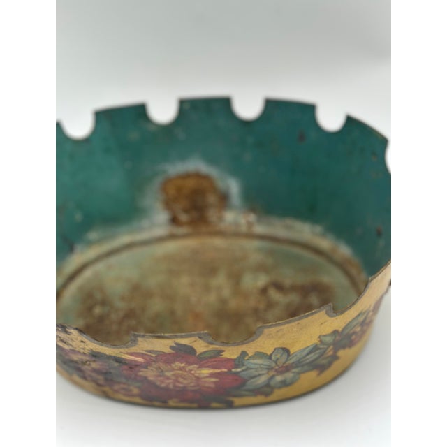 Green Vintage Tole Cachepot For Sale - Image 8 of 9
